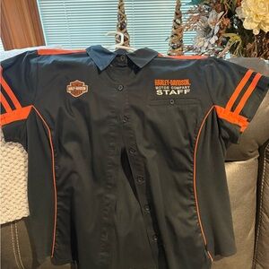 Harley-Davidson Black and Orange Staff Shirt womens